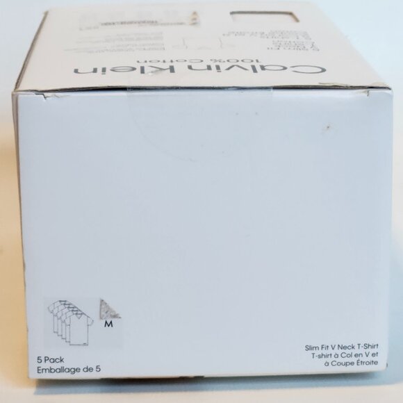 CALVIN KLEIN 100% Cotton Slim Fit V Neck T-Shirt Men's M Pack of 5 BNIP WHITE - Picture 5 of 6